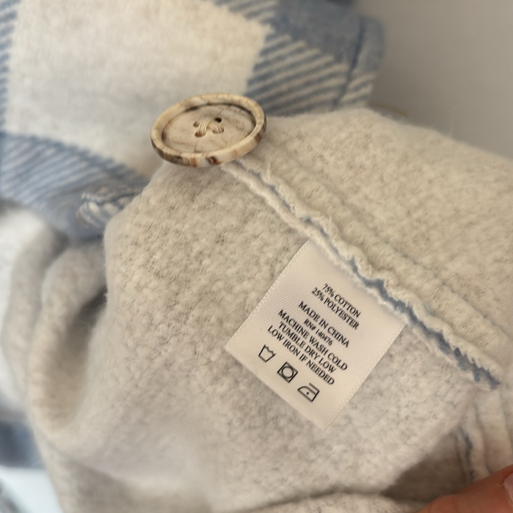 Faherty Blue Gingham Cardigan Coat - Picture 5 of 8